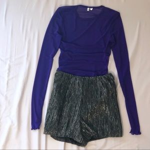 Out From Under Blue, Mesh, Long Sleeve, Fitted Top